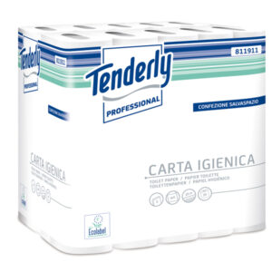CARTA IGIENICA SALVASPAZIO TENDERLY - 160 STRAPPI - DIAMETRO 9,9 CM - 9,3 CM X 20 MT - TENDERLY PROFESSIONAL - PACCO 30 ROTOLI 89388