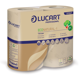 CARTA IGIENICA ECONATURAL - 9,5 CM X 44 MT - DIAMETRO 12,5 CM - 15,5 GR - 400 STRAPPI - LUCART - PACCO 4 ROTOLI 82488