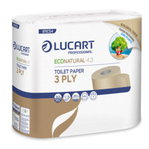 CARTA IGIENICA ECONATURAL 4.3 PLASTIC FREE - 270 STRAPPI - LUCART - PACCO 4 ROTOLI 91431