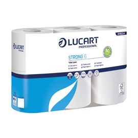 CARTA IGIENICA STRONG 6 - 2 VELI - 300 STRAPPI - BIANCO - LUCART - PACCO 6 ROTOLI 98555