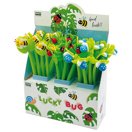 PENNE A SFERA LUCKY BUG FLEXI - CON FUSTO FLESSIBILE - FANTASIE ASSORTITE - LEBEZ - EXPO 30 PEZZI 102273