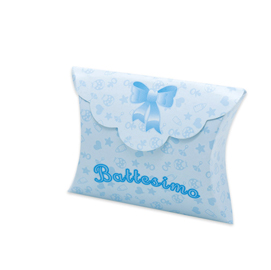 SCATOLINA PORTACONFETTI - BATTESIMO BABY - CARTA - 10 X 8 X 3 CM - CELESTE - BIG PARTY - CONF.25 PEZZI 94695