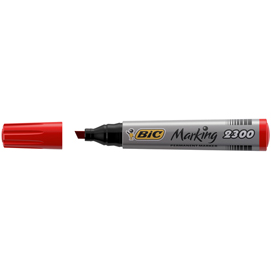 MARCATORI PERMANENTE MARKING A BASE D'ALCOOL - PUNTA SCALPELLO DA 3,70MM A 5,50MM - ROSSO - BIC - CONF. 12 PEZZI 46045