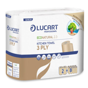 ASCIUGATUTTO ECONATURAL 2.3 PLASTIC FREE - 200 STRAPPI - LUCART - PACCO 2 ROTOLI 91432