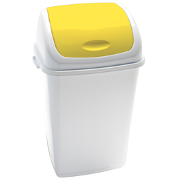 PATTUMIERA 50LT BIANCA CON COPERCHIO A BASCULANTE GIALLO 82734