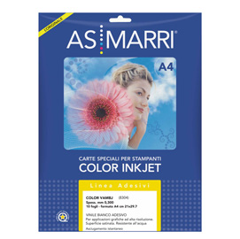ADESIVO VINILE - STAMPA INKJET - A4 - BIANCO - AS MARRI - CONF. 10 FOGLI 64197