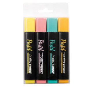 EVIDENZIATORE TRATTO VIDEO PASTEL  - PUNTA A SCALPELLO - TRATTO DA 1,0MM-5,0MM - COLORI ASSORTITI - TRATTO - ASTUCCIO 4PZ 88920