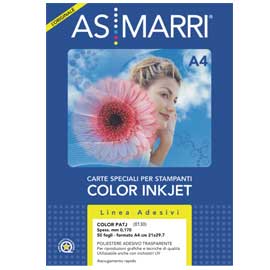 ADESIVO POLIESTERE - STAMPA INKJET - A3 - TRASPARENTE PERMANENTE - AS MARRI - CONF. 50 FOGLI 58169