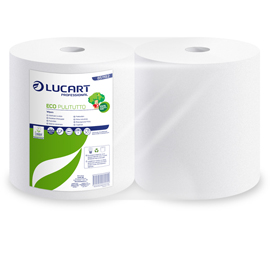 BOBINA ASCIUGATUTTO ECO PULITUTTO - 2 VELI - 18,5 GR - DIAMETRO 24 CM - 25 CM X 200 MT - MICROGOFFRATA - BIANCO - LUCART 103626
