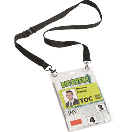 PORTANOME A6 PER EVENTI - CORDONCINO NERO - DURABLE - CONF. 10 PEZZI 74513