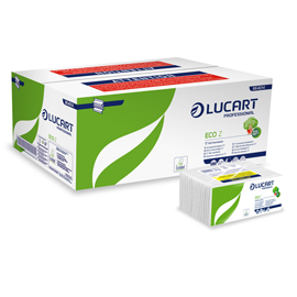 ASCIUGAMANI PIEGATI A Z ECO - 2 VELI - 22 GR - GOFFRATURA CORDA - 23,5X23 CM - BIANCO - LUCART - CONF. 220 PEZZI 82479
