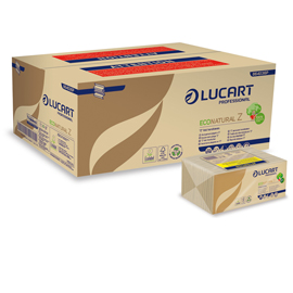 ASCIUGAMANI PIEGATI A Z ECONATURAL - 2 VELI - 22 GR - 23,5X23 CM - GOFFRATURA CORDA - AVANA - LUCART - CONF. 220 PEZZI 82484