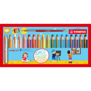 PASTELLI COLORATI WOODY 3 IN 1 - MINA 10 MM - CON TEMPERINO - STABILO - ASTUCCIO 18 PEZZI 76511