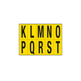 LETTERE ADESIVE DA K A T - IN PVC - 70 X 124 MM - 10 ET/FG - 1 FOGLIO - NERO/GIALLO 101833