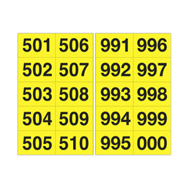 NUMERO ADESIVO DA 501 A 999 - 45 X 24 MM - 10 ET/FG - 50 FOGLI - NERO/GIALLO 101843