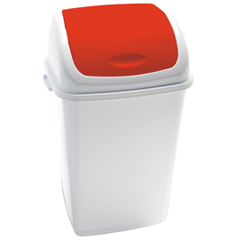 PATTUMIERA CON COPERCHIO BASCULANTE RIF - 44X33X68 CM - 50 L - BIANCO-ROSSO - MEDIAL INTERNATIONAL 82735