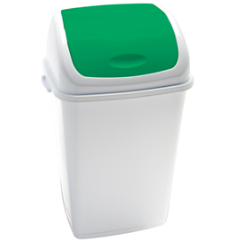 PATTUMIERA CON COPERCHIO BASCULANTE RIF - 44X33X68 CM - 50 L - BIANCO-VERDE - MEDIAL INTERNATIONAL 82736