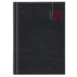 AGENDA GIORNALIERA 2024 - COPERTINA IN CARTA IMBOTTITA - 14,5 X 20,5 CM - NERO 98526