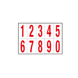NUMERI ADESIVI DA 0 A 9 - IN PVC - 56 X 99 MM - 10 ET/FG - 1 FOGLIO - ROSSO/BIANCO 101817