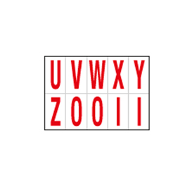 LETTERE ADESIVE DA U A Z - IN PVC - 56 X 99 MM - 10 ET/FG - 1 FOGLIO - ROSSO/BIANCO 101828