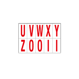 LETTERE ADESIVE DA U A Z - IN PVC - 70 X 124 MM - 10 ET/FG - 1 FOGLIO - ROSSO/BIANCO 101837