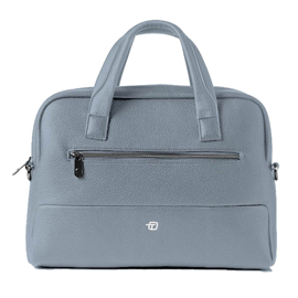 BORSA SLIM GATE TRENDED - CON MANICI - 41 X 30 X 15 CM - ECOPELLE - AZZURRO - INTEMPO 96384
