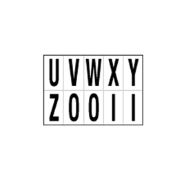 LETTERE ADESIVE DA U A Z - IN PVC - 56 X 99 MM - 10 ET/FG - 1 FOGLIO - NERO/BIANCO 101831