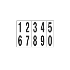 NUMERI ADESIVI DA 0 A 9 - IN PVC - 70 X 124 MM - 10 ET/FG - 1 FOGLIO - NERO/BIANCO 101815