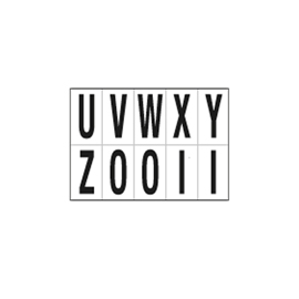 LETTERE ADESIVE DA U A Z - IN PVC - 70 X 124 MM - 10 ET/FG - 1 FOGLIO - NERO/BIANCO 101840