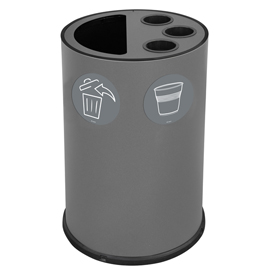 CONTENITORE TONDO PER RACCOLTA DIFFERENZIATA - CON DIVISIORIO BICCHIERI - 50 L - GRIGIO - STILCASA 102107