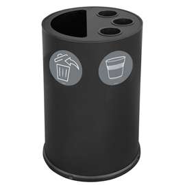 CONTENITORE TONDO PER RACCOLTA DIFFERENZIATA - CON DIVISIORIO BICCHIERI - 50 L - NERO - STILCASA 102108