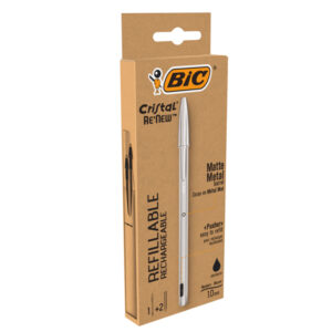 PENNA SFERA CRISTAL  RE'NEW - CON CAPPUCCIO - 1 MM - NERO - BIC 92066