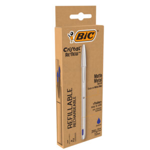 PENNA SFERA CRISTAL  RE'NEW - CON CAPPUCCIO - 1 MM - BLU - BIC 92065