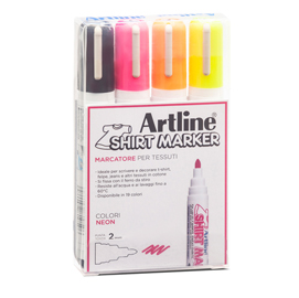 MARCATORE PER TESSUTO - PUNTA TONDA 2.0 MM - COLORI ASSORTITI - ARTLINE - CONF. 4 PEZZI 94334