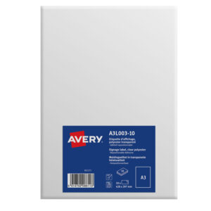 ETICHETTE IN POLIESTERE TRASPARENTE - AUTOADERENTI - A3 (1 ET-FG) - 10 FOGLI - AVERY 91974