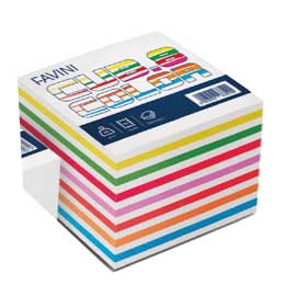 FOGLIETTI CUBO - MIX COLORI FORTI - 95 X 95MM - 80GR - 750 FOGLI - FAVINI 50180