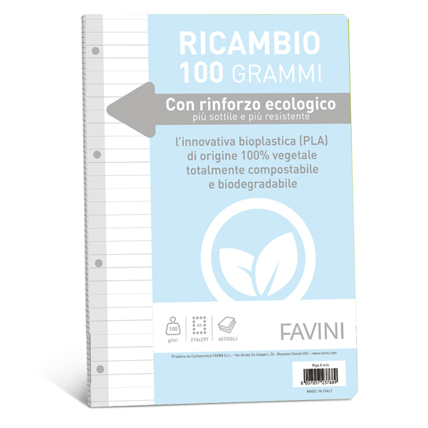 RICAMBI C-RINFORZO ECOLOGICO - A4 - 100 GR - 40 FG - 1 RIGO - FAVINI 90740