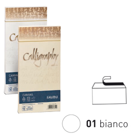 BUSTA CALLIGRAPHY CANVAS - 110 X 220 MM - 100 GR - BIANCO 01 - FAVINI - CONF. 25 PEZZI 61557