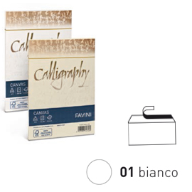 BUSTA CALLIGRAPHY CANVAS - 120 X 180 MM - 100 GR - BIANCO 01 - FAVINI - CONF. 25 PEZZI 61559
