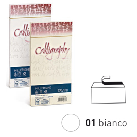 BUSTA CALLIGRAPHY MILLERIGHE - 110 X 220 MM - 100 GR - BIANCO 01 - FAVINI - CONF. 25 PEZZI 61549