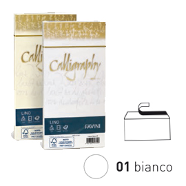 BUSTE CALLIGRAPHY LINO - 110 X 220 MM - 120 GR - BIANCO 01 - FAVINI - CONF. 25 PEZZI 57472
