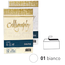 BUSTE CALLIGRAPHY LINO - 120 X 180 MM - 120 GR - BIANCO 01 - FAVINI - CONF. 25 PEZZI 57474
