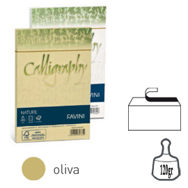 BUSTA CALLIGRAPHY NATURE - 120 X 180 MM - 120 GR - VERDE OLIVA - FAVINI - CONF. 25 PEZZI 79789