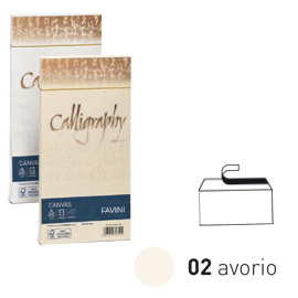 BUSTA CALLIGRAPHY CANVAS - 110 X 220 MM - 100 GR - AVORIO 02 - FAVINI - CONF. 25 PEZZI 61558