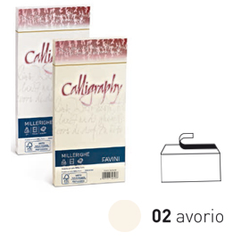 BUSTA CALLIGRAPHY MILLERIGHE - 110 X 220 MM - 100 GR - AVORIO 02 - FAVINI - CONF. 25 PEZZI 61550