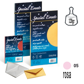 BUSTA SPECIAL EVENTS METAL - ROSA - 110 X 220MM - 120GR - FAVINI - CONF. 10 BUSTE 53523