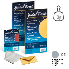 BUSTA SPECIAL EVENTS METAL - ARGENTO - 110 X 220MM - 120GR - FAVINI - CONF. 10 BUSTE 53525
