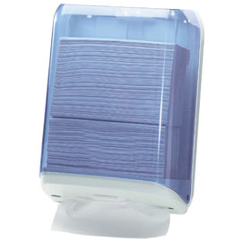 DISPENSER ASCIUGAMANI PIEGATI - 28X13,7X37,5 CM - PLASTICA - BIANCO-AZZURRO TRASPARENTE - MAR PLAST 61087