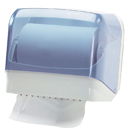 DISPENSER PER ASCIUGAMANI IN ROTOLO-FOGLI - 30X19,5X25,1 CM - PLASTICA - BIANCO-AZZURRO TRASPARENTE - MAR PLAST 61088