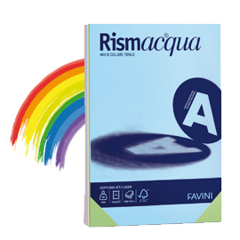 CARTA RISMACQUA A4 GR.200 PROMO 5COLORI ASS.TI 125FG. FAVINI 32789